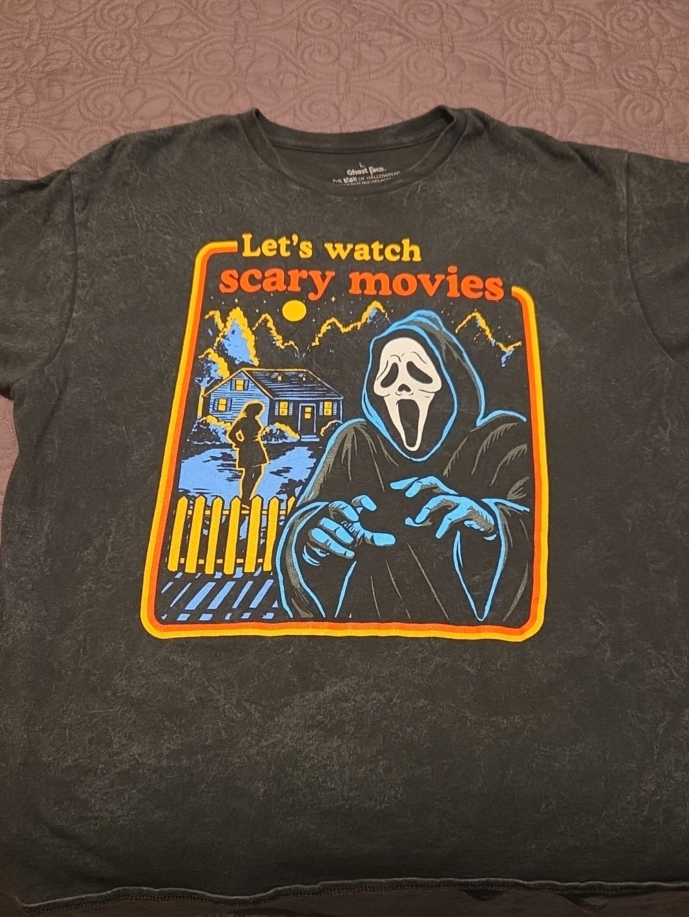 Let's Watch Scary Movies Graphic Tee - Black